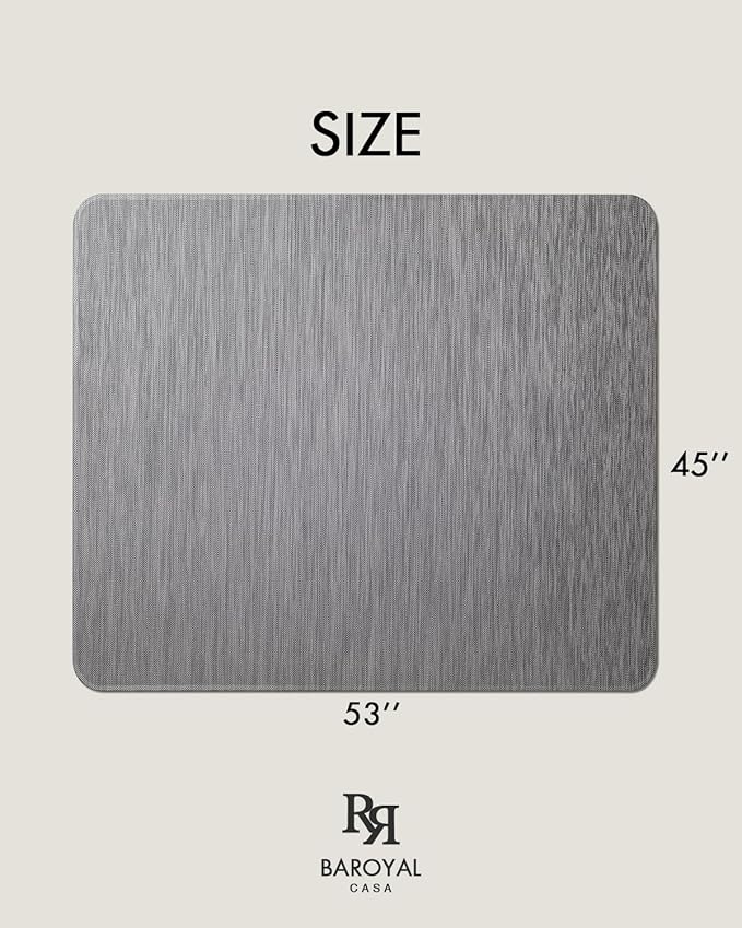 Baroyal Office Chair Mat for Hardwood Floor Under Desk Computer Rolling Chair Mat for Wood/Tile Floor Non-Slip Heavy Duty Desk Rug PVC Plastic Hard Floor Protector 45"x 53" (Gray)