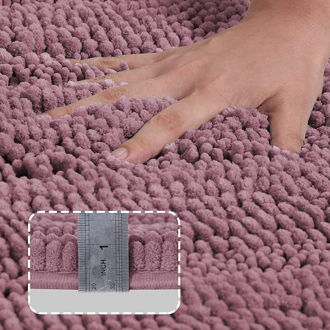 Turquoize Kitchen Rug Runner Slip-Resistant Microfiber Shaggy Bath Mat Bathroom Rug Extra Soft Absorbent Mat for Bathroom/Kitchen Floor with Non-Slip Backing Runner Rugs, 59"x 20", Mauve/Rose