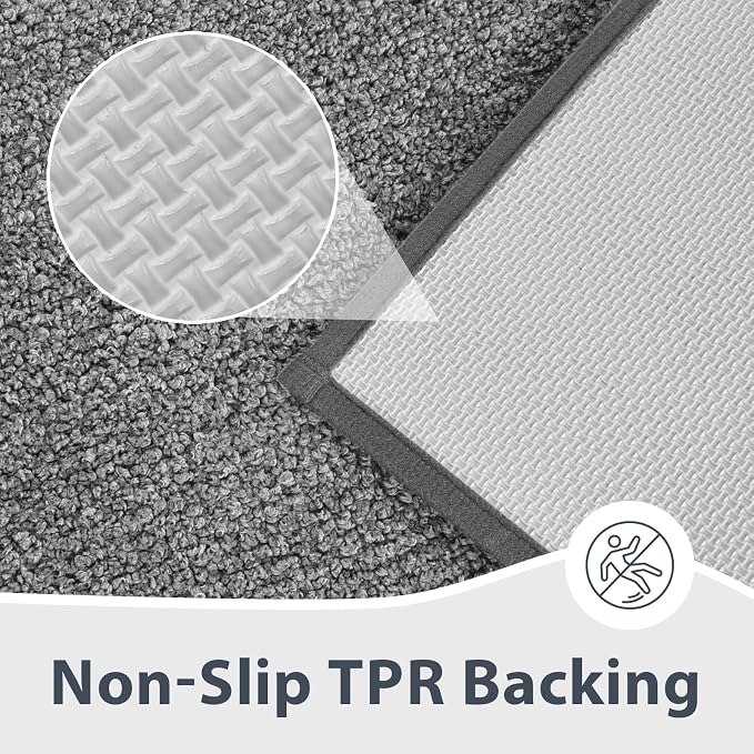 anllugs Bathroom Rugs 24" x 60", Non-Slip Extra Soft Absorbent Bath Rugs, Machine Washable Quick Dry Bath Mats for Bathroom Floor, Shower, Bathtub and Sink, Grey & Dark Grey
