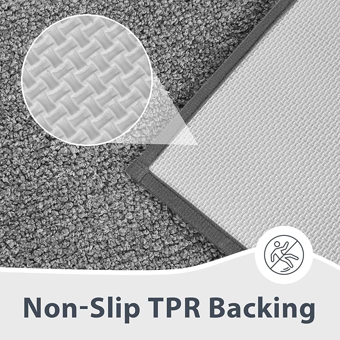 anllugs Bathroom Rugs 24" x 36", Non-Slip Extra Soft Absorbent Bath Rugs, Machine Washable Quick Dry Bath Mats for Bathroom Floor, Shower, Bathtub and Sink, Grey & Dark Grey