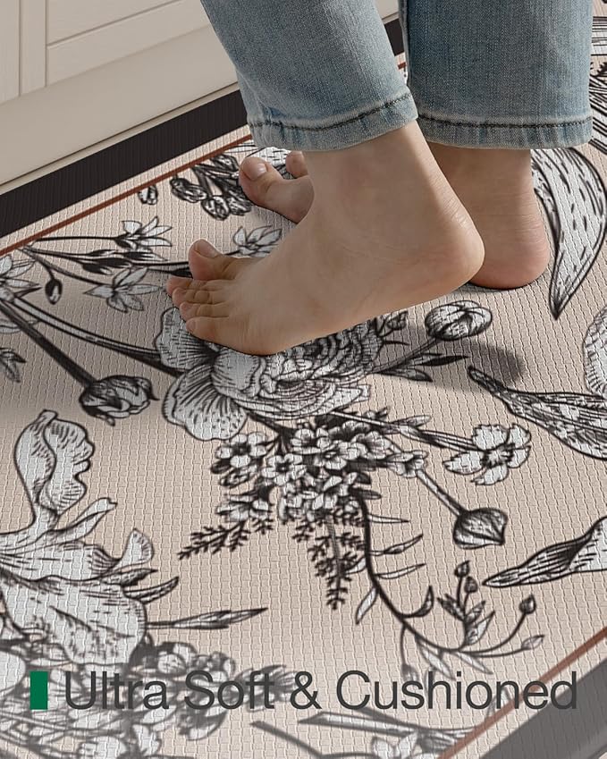 LUMI Anti Fatigue Kitchen Cushioned Mat for Floor, Padded Waterproof Runner for Standing, Stain Resistant Comfort Rugs for Home, Sink, Laundry, 24x59