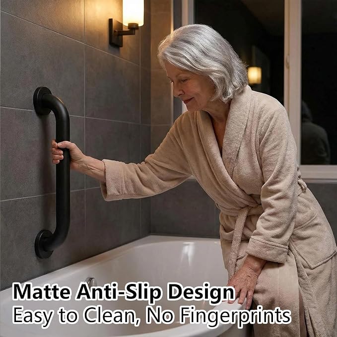 12" Stair Handrail, Wall-Mounted Safety Grab Bar for Indoor & Outdoor Steps