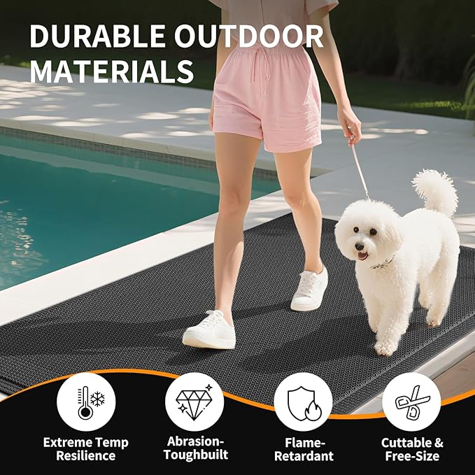 Front Door Mat 24''x71'', Drainage Heavy Duty Dirt Trapping Non-Slip Doormats, Outdoor Rubber Floor Mats, Restaurant Commercial Kitchen Industral Pool Entrance Bar Wet Area, Black