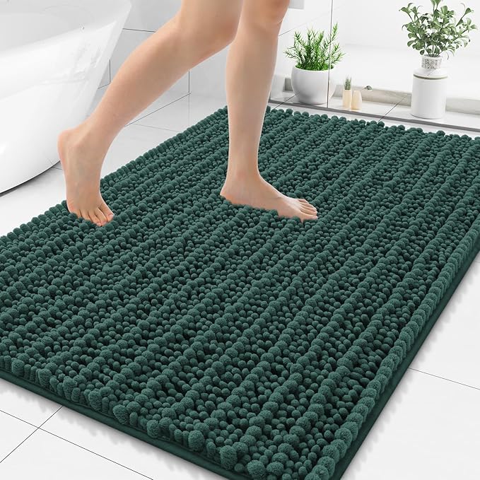 Smiry Bathroom Rugs Mat 48x32, Extra Soft Absorbent Chenille Bath Rugs, Non Slip Rubber Backing Machine Washable Quick Dry Bath Mats for Bathroom Floor, Tub, Shower, Home Decor Accessories, Green