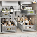 2 Pack 18.5IN-Depth Under Sink Organizer With Next-Gen Ball-Bearing Slides,2-Tier Precision Mesh Pull Out Cabinet Storage for Bathroom&Kitchen,Height Adjustable Drawers Shelf,Anti-rust-Grey