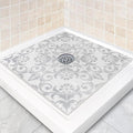 Square Shower Mat Non Slip: 27 x 27 Inch Large Shower Mats with Drain Hole in Middle - PVC Loofah Anti Slip Shower Floor Matt for Inside Shower