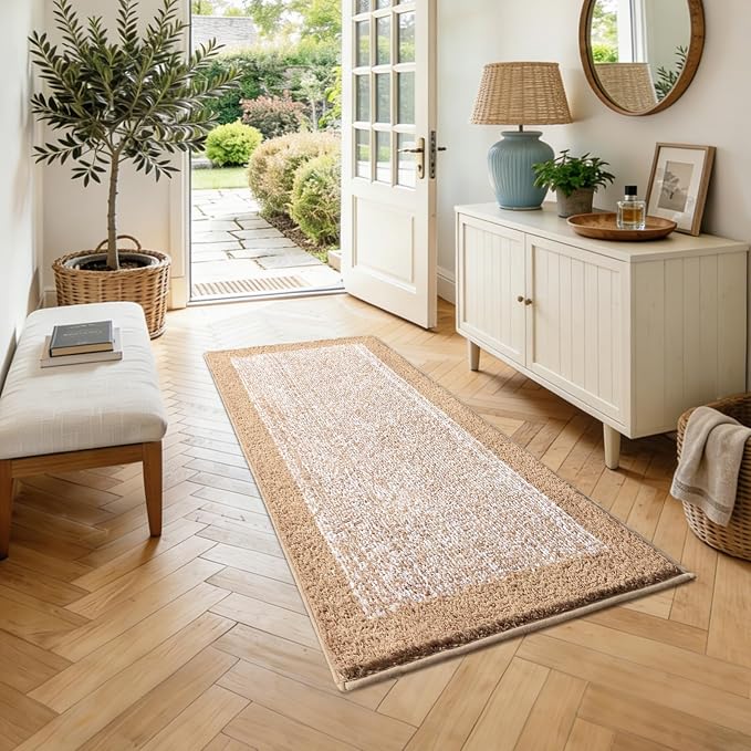 44x24 Large Bathroom Rugs Washable Non Slip, Beige Bath Mat for Bathroom Floor Tub, Soft Absorbent Quick Dry Mats for Shower, Bathtub,Home Decor
