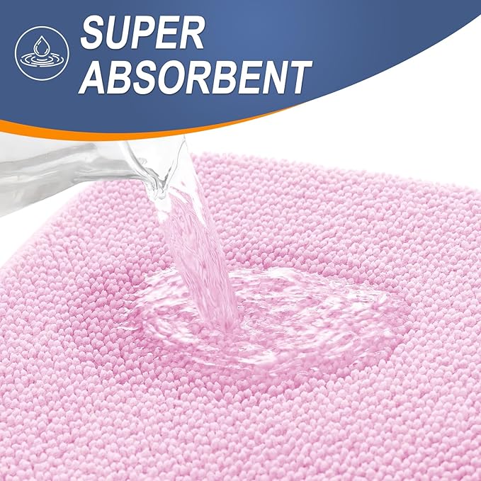 OLANLY Thick Memory Foam Bath Mat Rug 30x20, Extra Soft Absorbent Bathroom Rug, Quick Dry Bath Mats, Non-Slip, Machine Washable Carpet for Bathroom, Tub and Shower, Home Decor Accessories, Pink