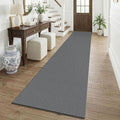 KOZYFLY Cotton 2.5'x12' Runners Rugs for Hallway, Long Washable Runner Rug, Woven Non Slip Kitchen Runner, Braided Entryway Rug, Floor Carpet for Entry, Aisle, Hall, Grey/Dark Grey