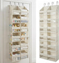 HOMELUX THEORY UPGRADED 6 Tiers Over The Door Organizer Hanging - 100D EXTRA THICK & 50lbs HUGE CAPACITY, 12 Side Mesh Pockets Over The Door Shoe Organizer, Hanging Closet Organizer (Ivory, XL)
