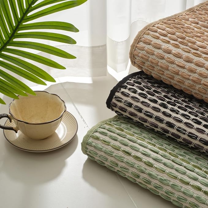 AMOAMI Unique Woven Bathroom Runner Rug, Super Absorbent Non Slip Bath Mats for Bathroom Textured Bathroom Mat Quick Dry Boho Rugs Runners for Hallyways Kitchen Bedroom Beside Tub, 2' x 4', Black