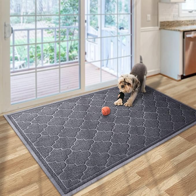 LuxStep Door Mat Large 36X47 Inch Indoor Outdoor Doormat, Non-Slip Low-Profile Design Floor Mat, Front Door Welcome Mat for Entryway,Patio,Garage, Grey