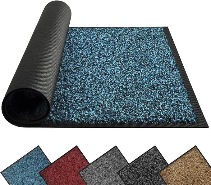 Mibao Front Door Mat Indoor Entrance, 48" x 36", Dirt Trapper Welcome Mat for Outdoor Indoor, Non-Slip Waterproof Doormat, Durable Machine Washable Low Profile Entry Rug for Back Door Outside,Grey