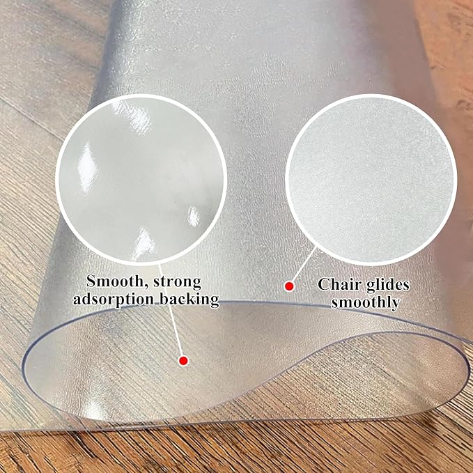 Office Chair Mat for Hard Wood Floors - 30"x48" Heavy Duty Anti-Slip Hardwood Floor Protector Rug - Easy Clean