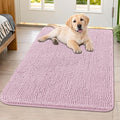 Smiry Dog Door Mat for Muddy Paws 40x32, Absorbent Dirt Trapper, Non-Slip Washable Chenille Entryway Rug for Inside Floor, Dusty Rose, Classic Solid