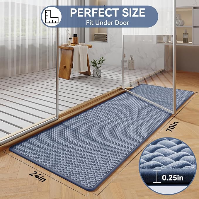YDKGL Bathroom Runner Non Slip, Extra Soft Absorbent Quick Dry Bath Mats, Foam Weave Texture Thin Bath Rugs Washable with Rubber Backing, 24" x 70“