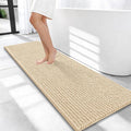 OLANLY Thick Bathroom Runner Rugs 47x17, Extra Soft Absorbent Chenille Bath Rugs, Rubber Backing, Machine Wash Dry, Long Bath Mats for Bathroom Floor, Tub and Shower, Home Decor Accessories, Beige