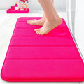 OLANLY Memory Foam Bath Mat 35x16, Super Soft Absorbent Bathroom Rugs, Quick Dry, Machine Washable Shower Floor Rugs, Bathmat Carpet, Bathroom Home Decor Accessories, Hot Pink