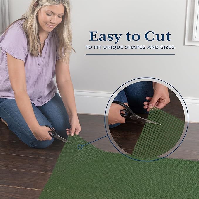 Veken 2x3 Ft Rug Pad Gripper for Hardwood Floors, Non Slip Dark Green Rug Pads for Area Rugs, Thick Rug Grippers for Tile Floors, Under Carpet Anti Skid Mat, Keep Your Rugs Safe and in Place
