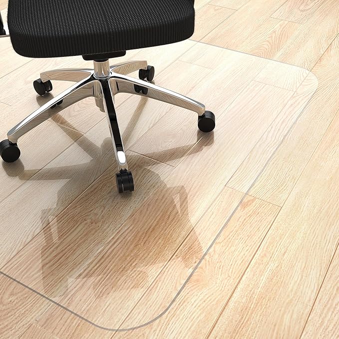 Yecaye Office Chair Mat for Hardwood Floor, Clear Computer Desk Chair Mat, PVC Heavy Duty Floor Protector for Rolling Chairs, 1.7mm Thick Floor Mat (Transparent, 48" x 48" x0.07'')