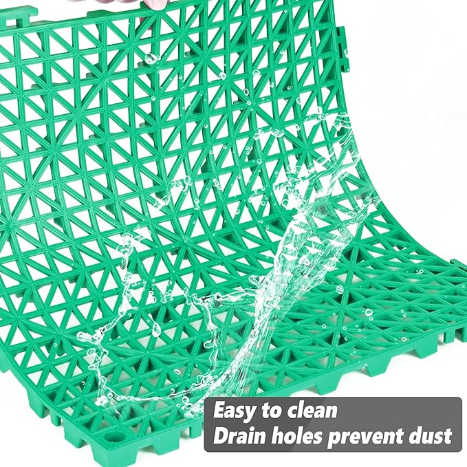 ToLanbbt Modular Interlocking Cushion 12P 11.8" x 11.8" Interlocking Rubber Floor Drain Holes Non-Slip Splicing Drainage Mats for Deck, Shower, Kitchen, Drain Pool, Sauna Bath, Indoor Outdoor (Green)