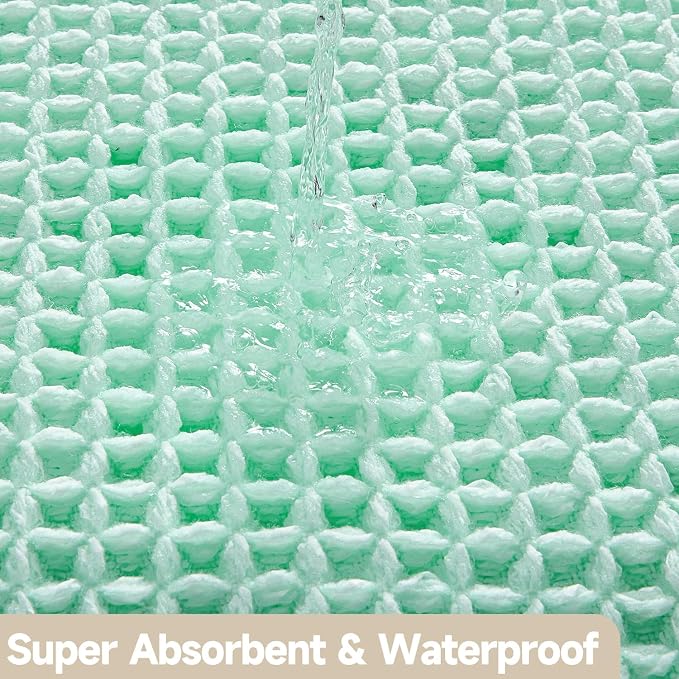 TYUU Waffle Bath Mat, Boho Bathroom Rugs Non Slip Washable Super Absorbent Quick Dry Cute Bath Mat Farmhouse Bathroom Decor, 24"x16" Aqua Blue