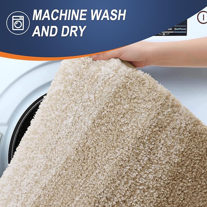 OLANLY Bathroom Runner Rugs Mat 59x24, Extra Soft Absorbent Microfiber Bath Rugs, Rubber Backing, Quick Dry, Washable Long Bath Mats for Bathroom Floor, Tub and Shower, Home Decor Accessories, Tan