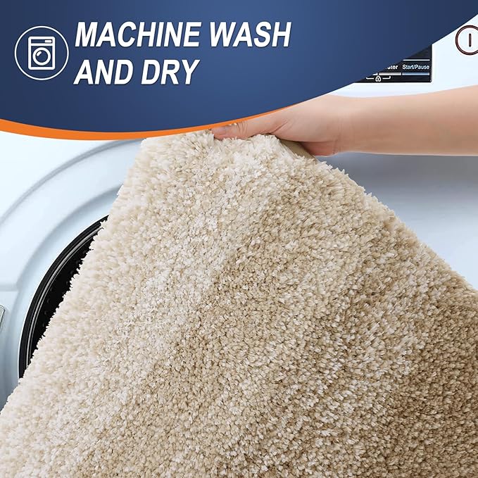 OLANLY Small Bathroom Rugs Mat 24x16, Extra Soft Absorbent Microfiber Bath Rugs, Rubber Backing, Quick Dry, Machine Washable Bath Mats for Bathroom Floor, Tub and Shower, Home Decor Accessories, Tan