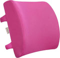 Lumbar Pillow for Chair and Car, Back Support for Office, Memory Foam Cushion with Mesh Cover - Pink