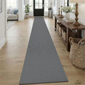 KOZYFLY Braided 2x18 Runners Rugs for Hallway, Extra Long Washable Runner Rug, Woven Non Slip Kitchen Runner, Cotton Entryway Rug, Floor Carpet for Entry, Aisle, Hall, Grey/Dark Grey