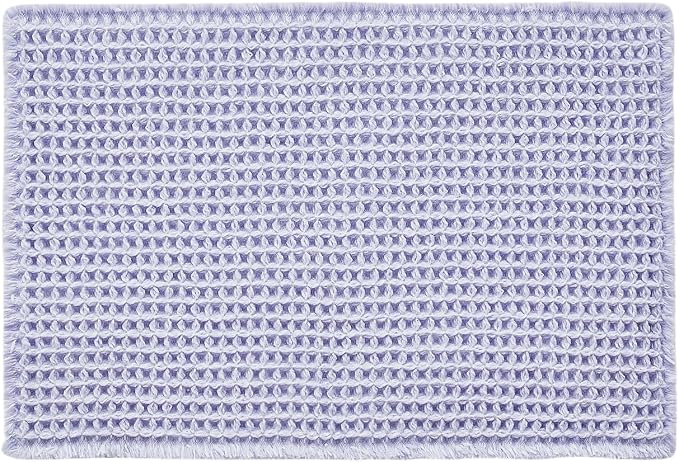 TYUU Waffle Bath Mat, Boho Bathroom Rugs Non Slip Washable Super Absorbent Quick Dry Cute Bath Mat Farmhouse Bathroom Decor, 36''x24'' Lavender Cream