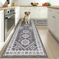 HEBE Boho Kitchen Rugs Sets of 2, Non Slip Washable Kitchen Mats for Floor, Farmhouse Kitchen Carpet Runner Rug Set for Sink, Stove, Laundry Room & Hallway