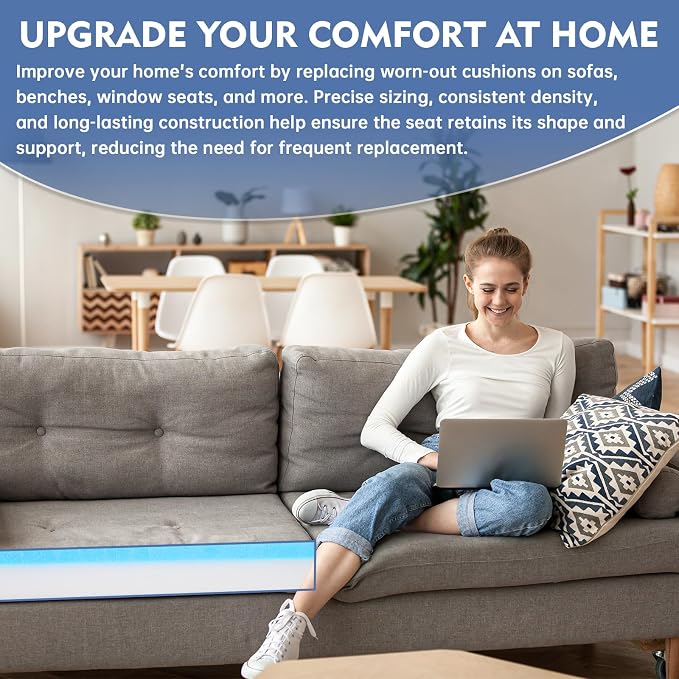 Upholstery Foam, 72" x 24" x 5" High Density Gel Memory Foam Padding Couch Cushion Support, Cut to Size Foam Replacement Pad for Sofa Sag Support
