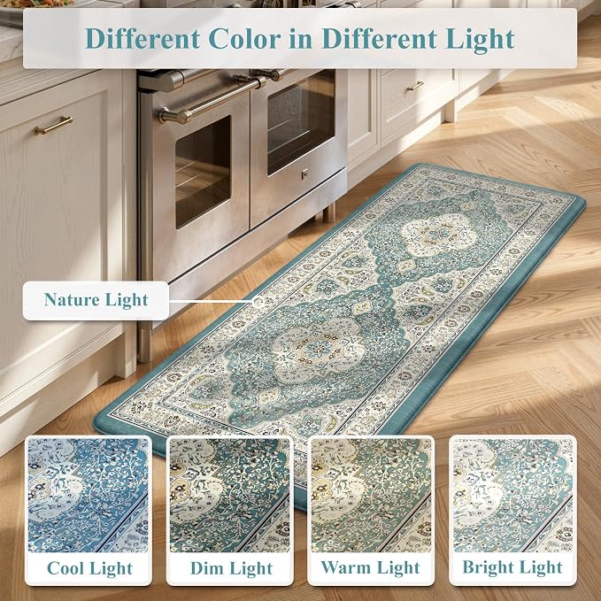 Collive Boho Anti Fatigue Kitchen Mats Sets 2 Piece Non Skid Kitchen Mats for Floor Cushioned Kitchen Rugs and Mats Waterproof Ergonomic Comfort Standing Mat Runner for Kitchen,Home,Office,Laundry