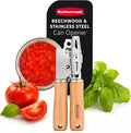 Rubbermaid Heavy Duty Can Opener Manual, Hand-Held Can Opener with Stainless Steel Cutting Wheel - Jar Opener | Solid Beechwood Handles, Kitchen Appliances | Beechwood & Stainless Steel Collection