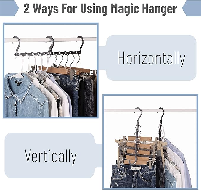 Mr. Pen- Space Saving Hangers, 8 pcs, 360° Rotating Hooks, Magic Cascading Hanger Organizer with 5 Enclosed Slots, Closet Organizers and Storage for Clothes, College Dorm Room Essentials