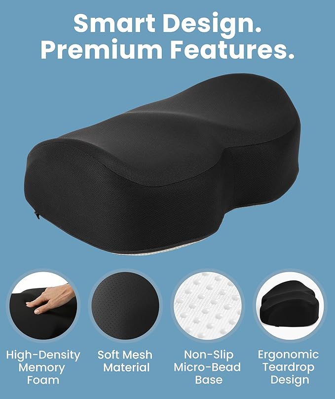 Everlasting Comfort Foot Rest for Under Desk at Work - Memory Foam Office Foot Stool & Under Desk Footrest Leg Elevation Pillow for Gaming & Home Office, Supports Posture