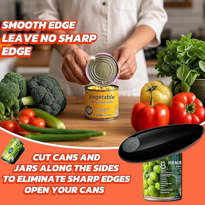 Electric Can Opener, Open Your Cans with A Simple Push of Button, Automatic Can Opener Smooth Edge, Electric Can Openers for Kitchen Arthritis and Seniors, Best Kitchen Gadget for Almost Size Can