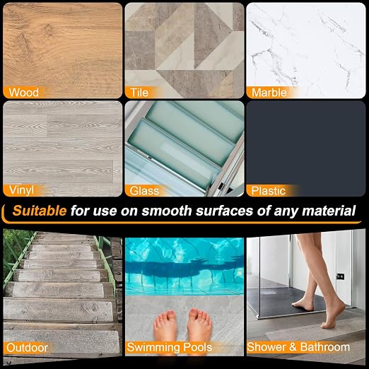 SMILOOL Clear Non Slip Stair Treads for Wooden Steps Indoor 5 Pack 4" x 40" Pre-Cut Anti Slip Stair Strips for Wood Stairs, Grip Tape Transparent Step Tread Grips for Dogs Kids and Pets, Waterproof