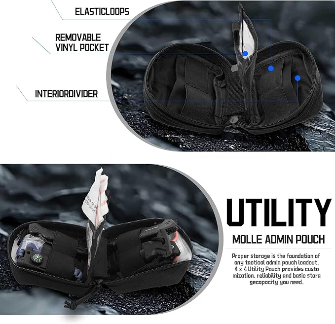 2 Pack Small Admin Pouch, 1000D Tactical Molle Mini Tool EDC Waist Belt Pouches Bag for Vest Backpack