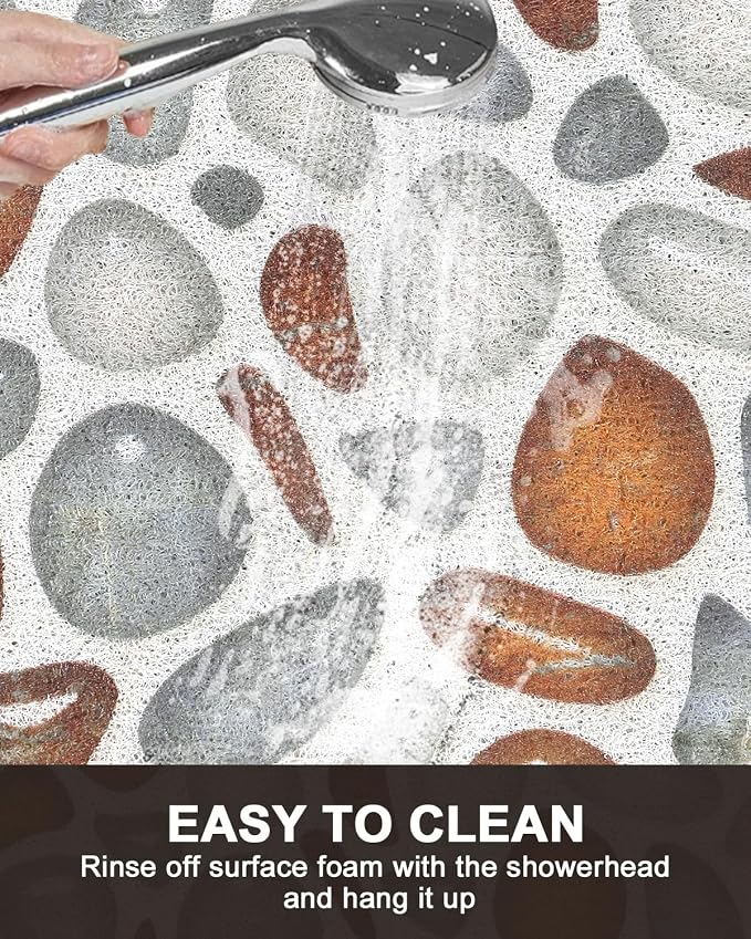 Large Shower Mat Non Slip: Anti Slip Shower Mats for Inside Shower, Soft PVC Loofah Shower Floor Mat, Extra Large Bath Mat for Shower, Tub, Bathroom, Floor, Kitchen, Home, Pool, Hotel, Quick Drying