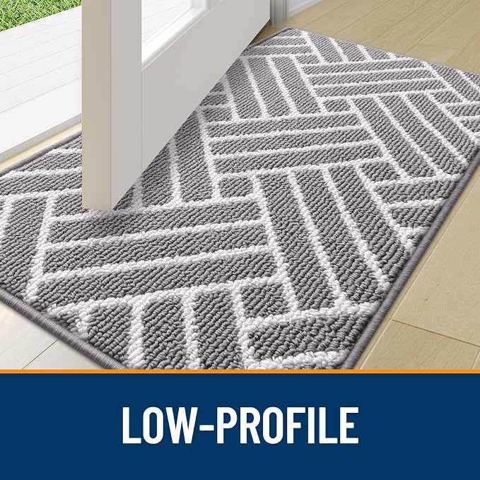 OLANLY Large Indoor Door Mat, 59x35 Inch, Dirt Resistant and Absorbent, Non-Slip Rubber Backing Floor Mats, Easy Clean Low-Profile Doormat for Entryway, Front Door, and Inside Entrance, Grey