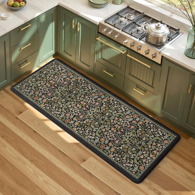 Collive Kitchen Mats Cushioned Anti Fatigue, Non Slip Waterproof Kitchen Floor Mat Black Sink Rug, Modern Comfort Desk Standing Rugs for Bedroom, Office, Laundry, 24''x59''