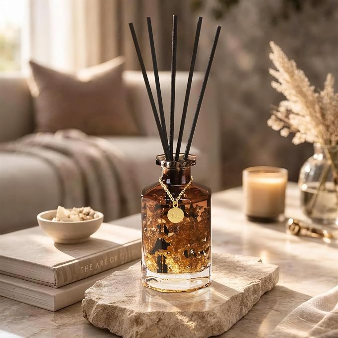 Airkeep Reed Diffuser Set,Cashmere Vanilla Luxury Scented Diffuser with Sticks Long Lasting Home Fragrance for Bathroom Shelf Decor 6.09 fl oz (180ml)