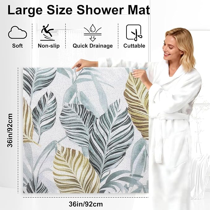 Square Shower Mat, 36x36 Inch Extra Large Non Slip Shower Mats for Inside Shower, Soft PVC Loofah Shower Mat Anti Slip Quick Drying, Shower Stall Mats for Home, Holtel, Bathroom