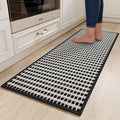 YDKGL Kitchen Runner Rugs Non Slip Washable, Super Absorbent Soft Chenille Braided Kitchen Mats for Floor Rubber Backing Sink Mat Standing Hallway Floor Mat, Easy Clean, Black 17"x59"