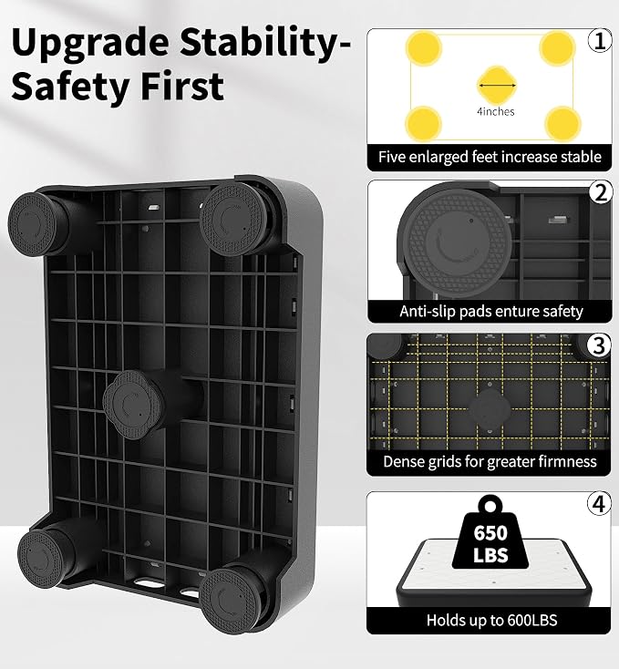 5-Level Adjustable Step Stool, 700 LBS Capacity Safety Bed Step for Seniors, Exercise Setp Platform, Portable Stair Assist for Elderly, Wide Step up for Kitchen, Car, Bedside & Shower, White