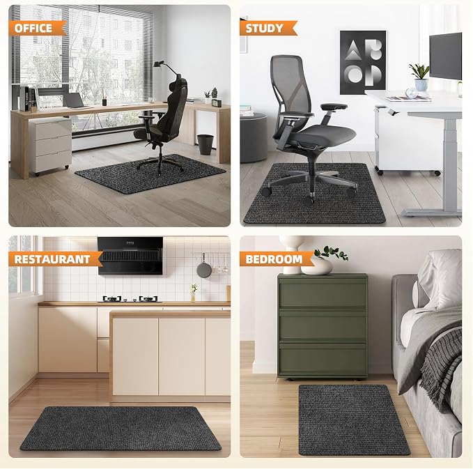 Office Chair Mat for Hardwood and Tile Floor, 48" x 36" Computer Desk Chair Mat, Anti-Slip Mat for Rolling Chair, Large Floor Protector for Home Office, Dark Gray
