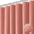 Dynamene Extra Long Shower Curtain - 84 Inch Long Waffle Weave Heavy Duty Fabric Bathroom Shower Curtain, Neutral Weighted Hotel Thick Bath Curtain Set with 12 Plastic Hooks,72x84, Coral