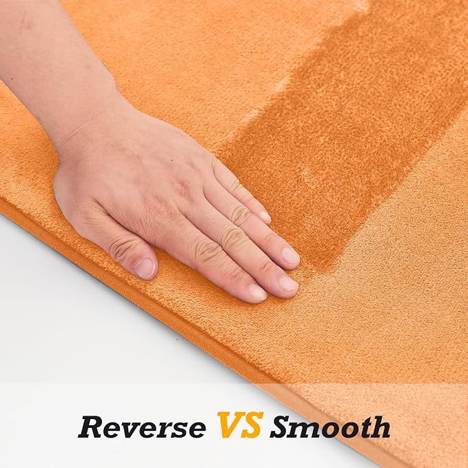HUXMEYSON Bathroom Rugs Sets 3 Piece, Non-Slip & Quick Dry Bath Mat Set, Ultra Soft Velvet Bath Rugs for Bathroom, Toilet and Shower Floor, Orange